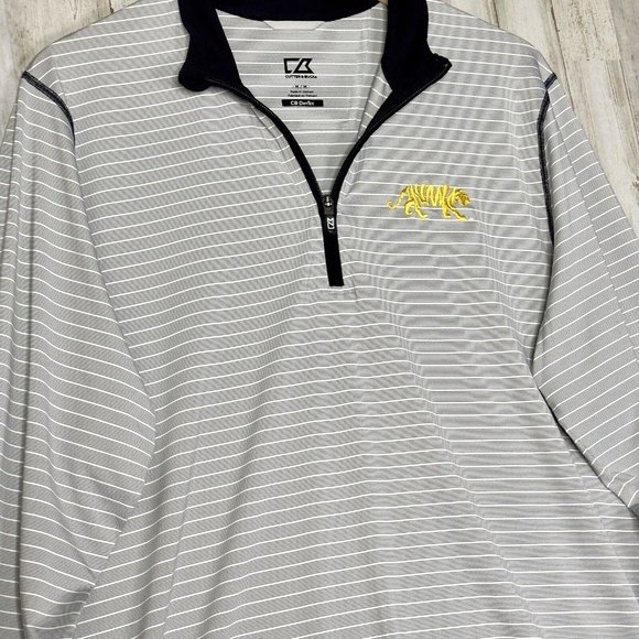 Cutter Buck LSU Gray Meridian Half-Zip Pullover Embroidered Tiger DryTec Size M - Picture 2 of 8
